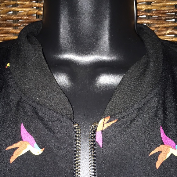 Bird Print Baseball Jacket - Picture 7 of 8